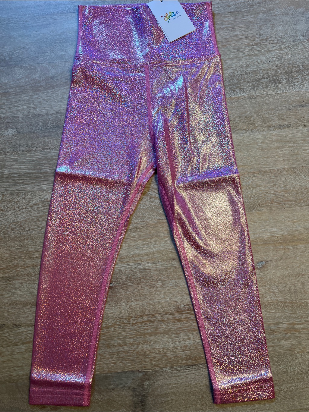 Lola And The Boys Size 2 Pink Metallic Leggings Nwt Run Big